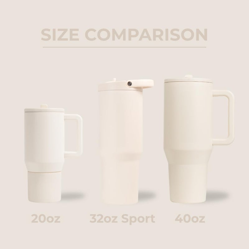 Hydro Jug زجاجة ماء رياضية - كوب من الفولاذ المقاوم للصدأ مع قشة، معزول بالفراغ، سعة 32 أونصة، مضاد للتسرب، تصميم مريح، قابل لإعادة الاستخدام، آمن في غسالة الصحون، قاعدة مطاطية، متين للاستخدام في الصالة الرياضية أو في الهواء الطلق، كريمي - Image 3